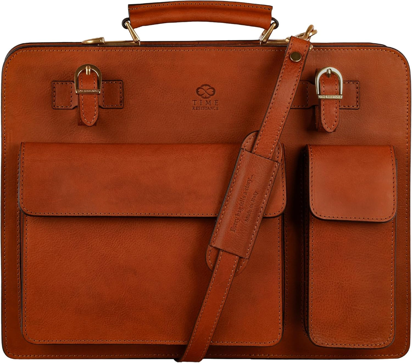 Time Resistance Leather Briefcase - Classy Bag for Men - Business and Vintage Briefcase Made in Italy