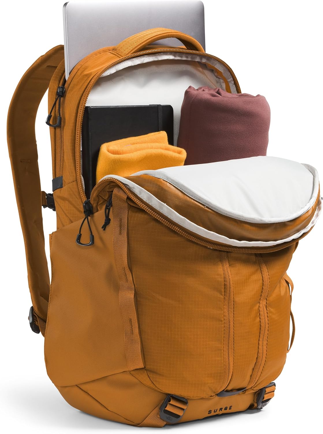 The North Face Surge Commuter Laptop Backpack | Daypack with Water Repellent Finish, 16" Laptop Sleeve, Reflective Details, Timber Tan, One Size