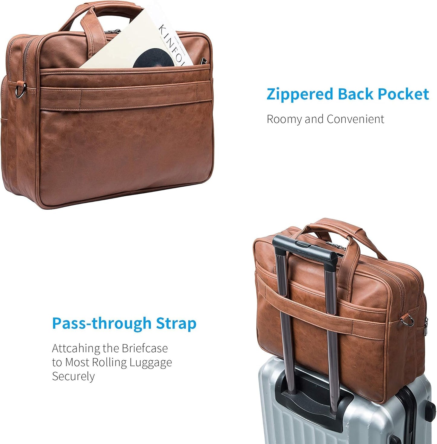 seyfocnia Leather Laptop Bag, Men's 15.6 Inche 17.3 Inche Messenger Briefcase Business Satchel