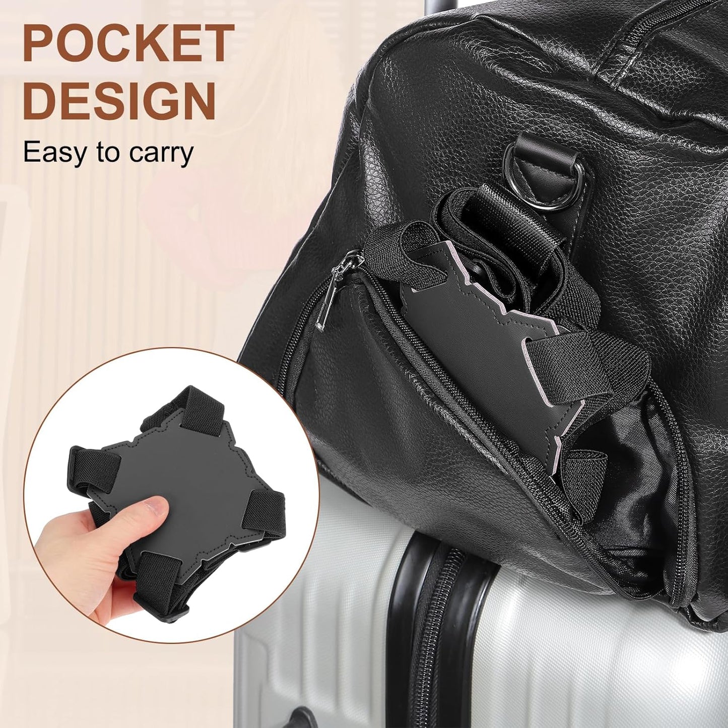 MECCANIXITY Luggage Strap Bag Bungee Elastic Suitcase Adjustable Belt for Suitcases Add A Bag Easy to Travel, Black