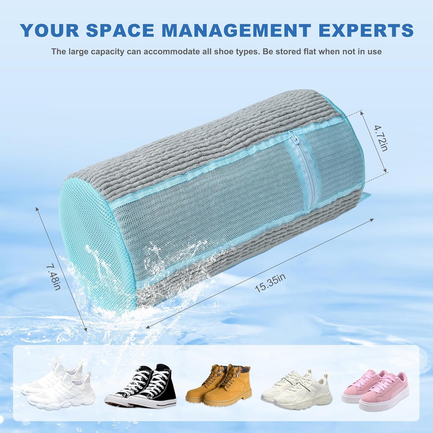 Shoe Washing Machine Bag, 2PCS Reusable Shoe Bag for Washing Machine, 360° Deep Cleaning Shoe Washing Bag for Sneakers, Laundry Shoe Bag for Washer & Dryer, Fits All Shoe Types (LIGHT GREY)