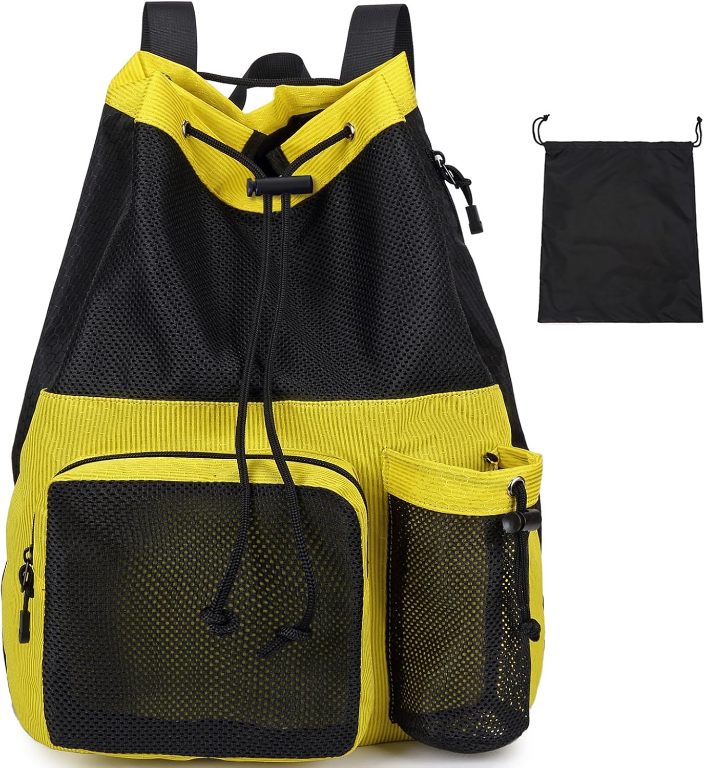 Lohol Large Mesh Drawstring Backpack with Shoe Bag, Durable Swimming String Sack with Handle for Sports Gym Yoga Beach Travel