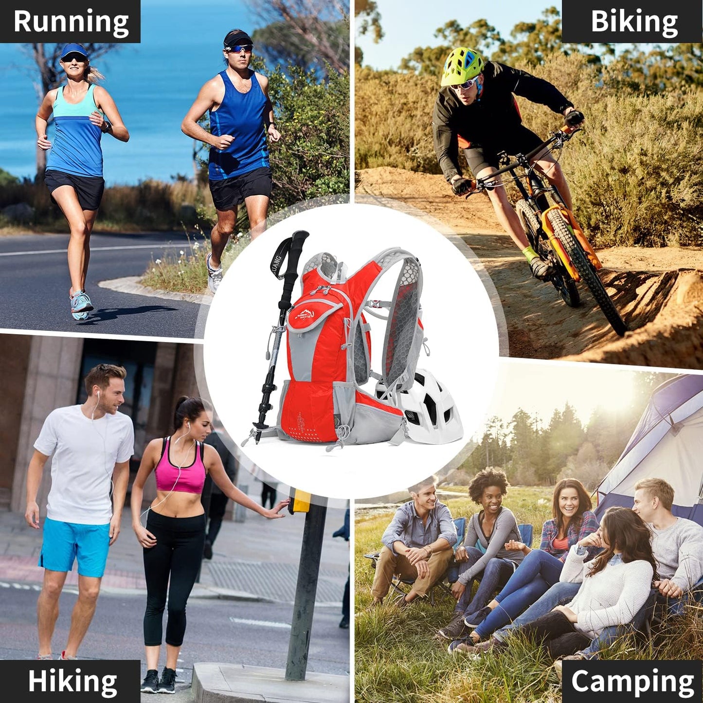 Hydration Pack Backpack, Lightweight Water Backpack with 2L Leakproof Hydration Bladder Daypack for Men Women,Running Hydration Vest for Outdoor Trail