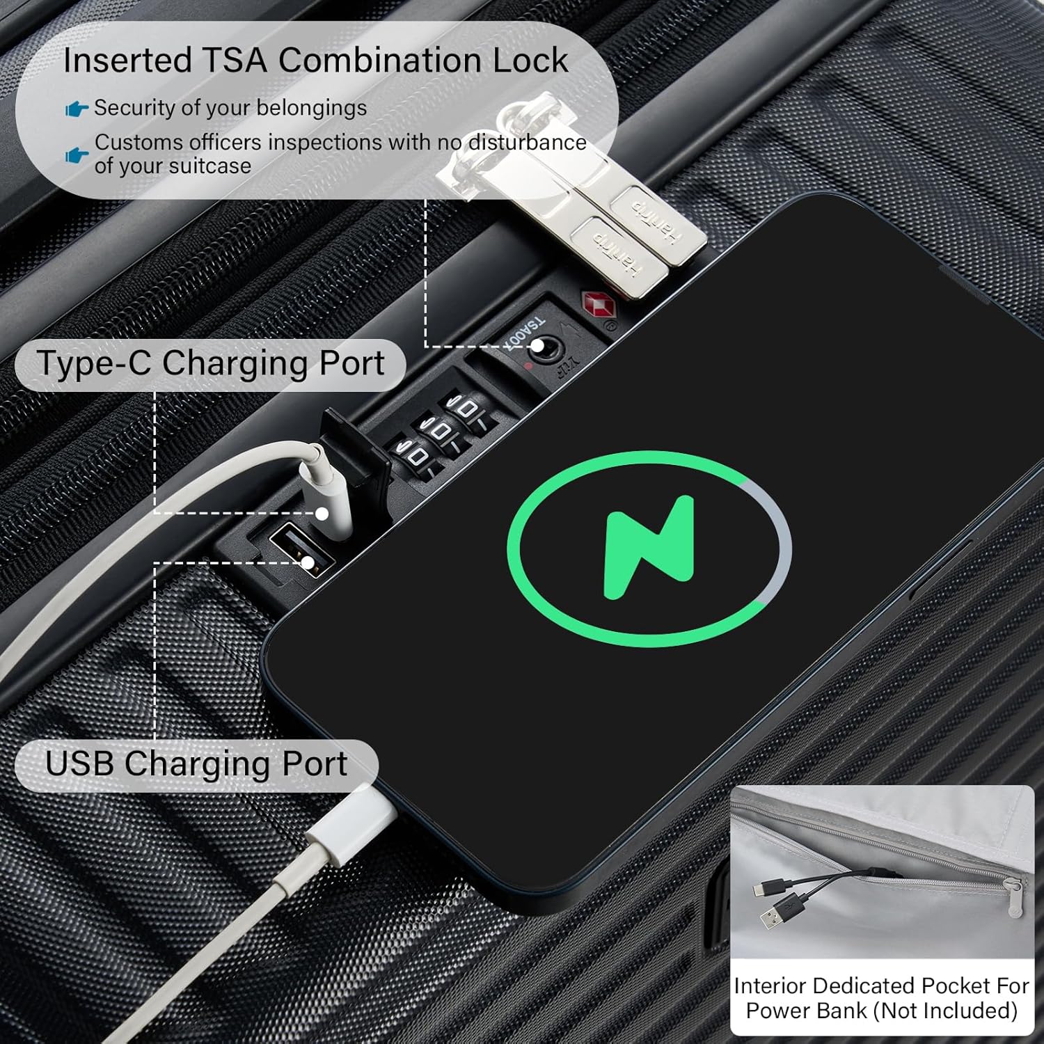 Hard Shell Suitcases Airline Approved 20 Inch Carry on Luggage with Wheels, Expandable Travel