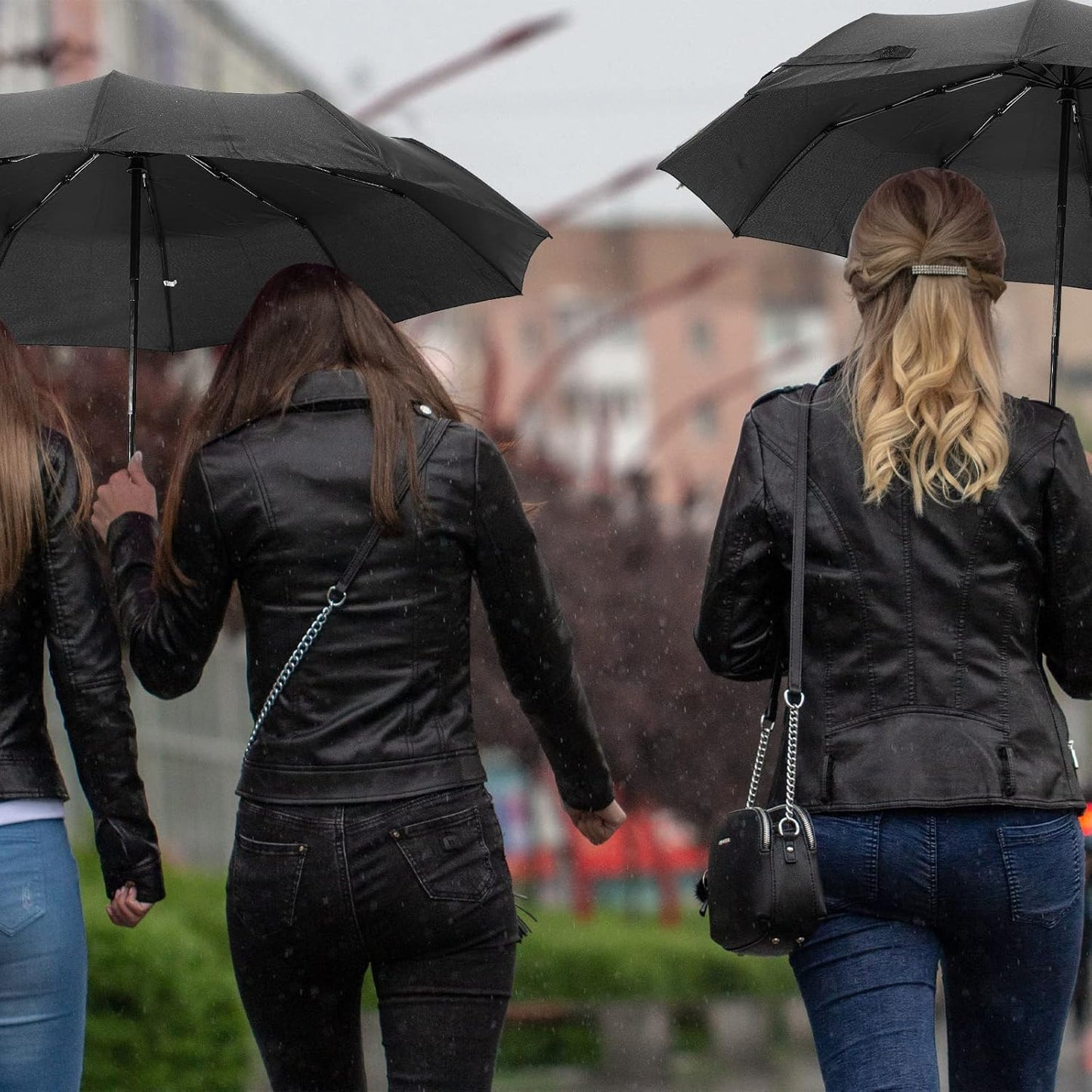 LEIFIDE 10 Pack Collapsible Wedding Umbrellas Bulk Compact Set Windproof Travel Rain Umbrellas Folding and Portable Automatic Open Close for 1-2 People, Men and Women, Guests