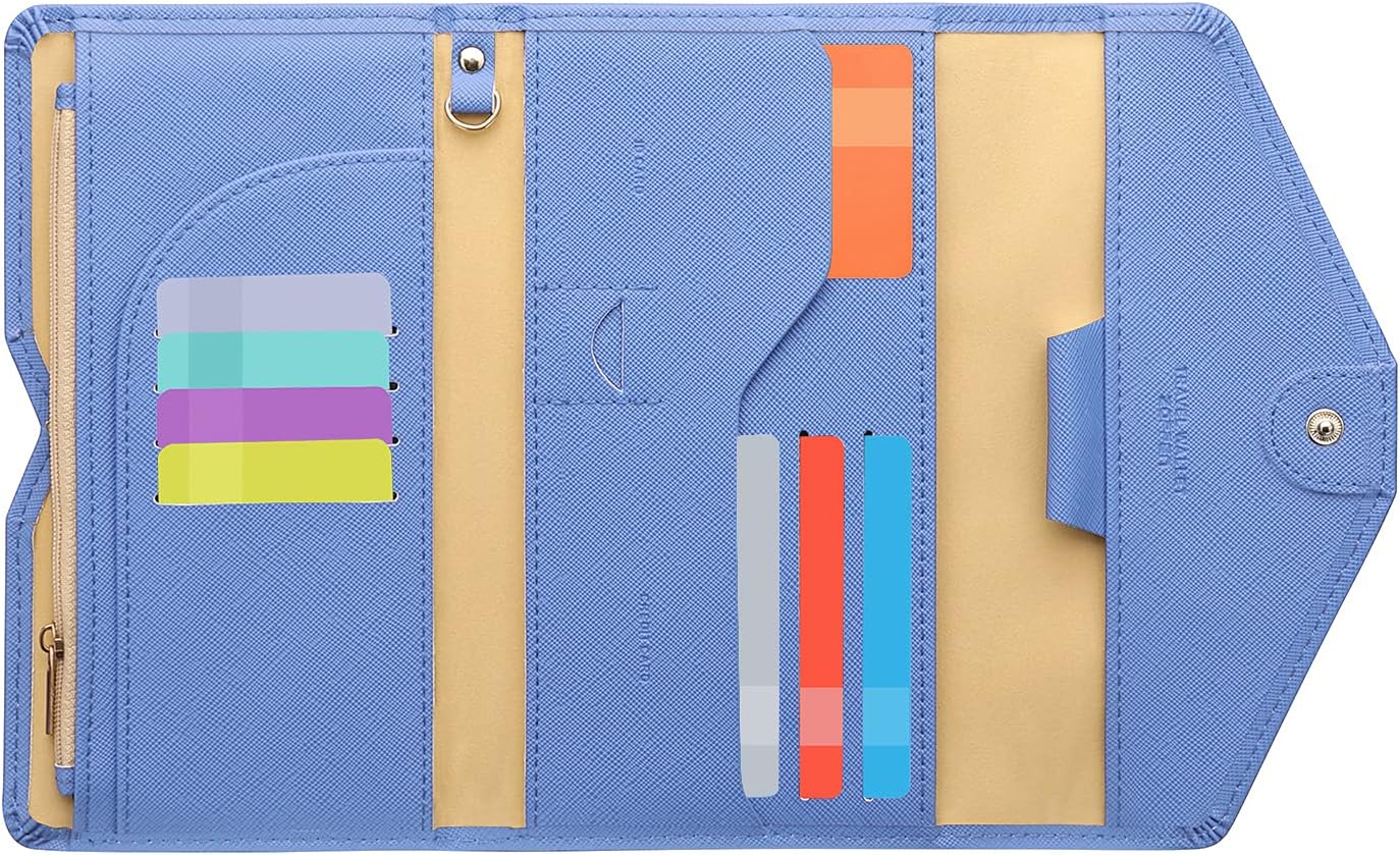 ZOPPEN Mulit-purpose Rfid Blocking Passport Holder Travel Wallet (Ver.4) Passport and Vaccine Card Holder ComboTri-fold Document Organizer Travel Essentials