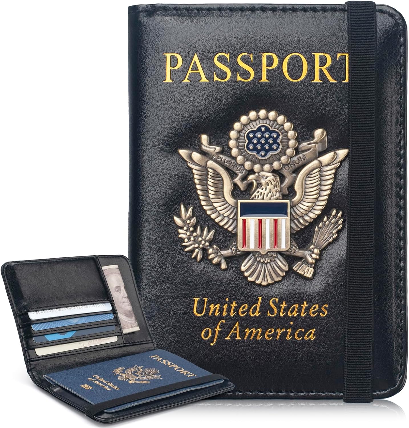 Coowayze Passport Holder Cover for Women Men, Leather US Passport Wallet Case with Vaccine Card