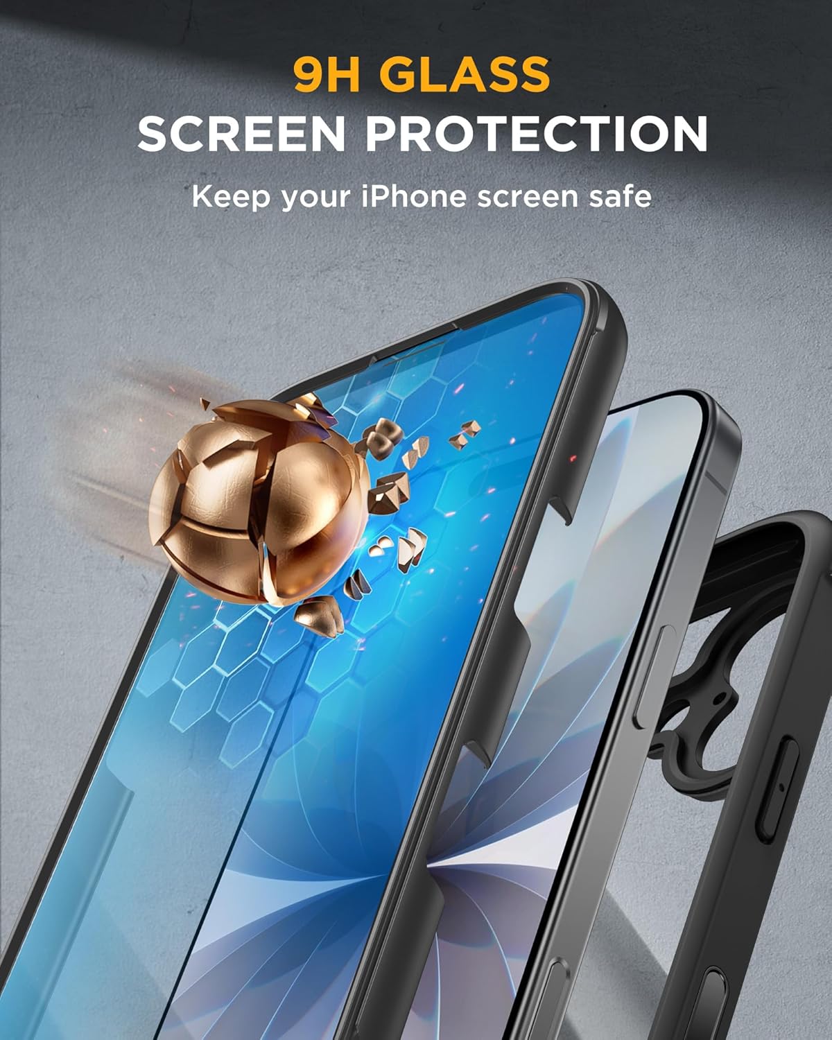 Miracase for iPhone 17 Case 6.3'', Full-Body Military Grade Drop Protection Outdoor Phone case with Built-in Glass Screen &Camera Control,Easy Installation,No Gap,Compatible with MagSafe, Black