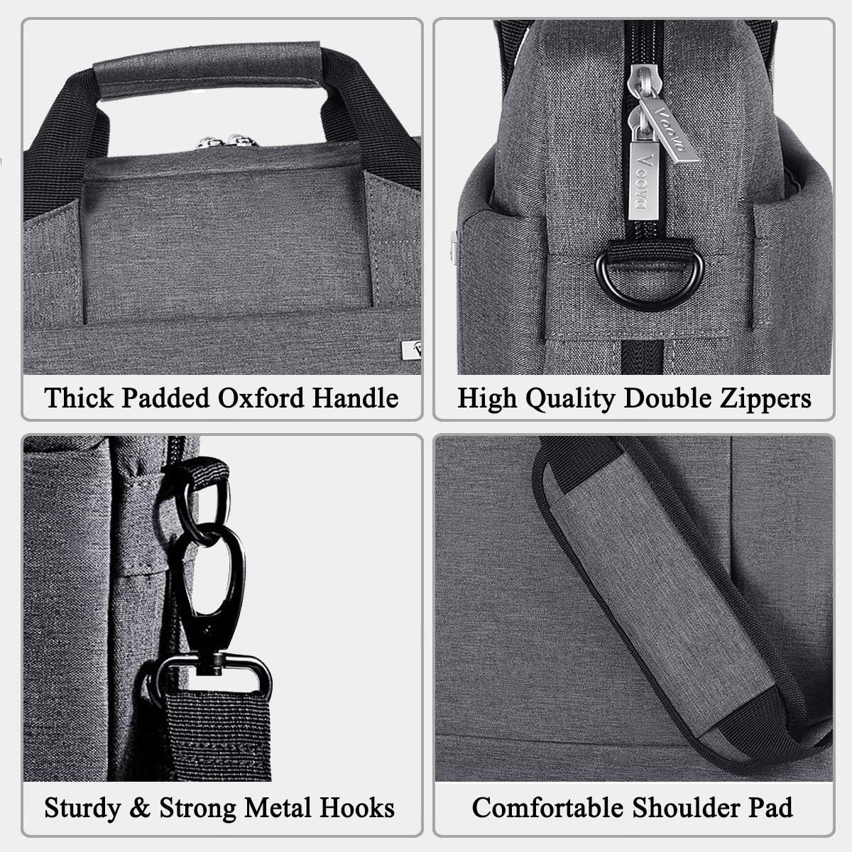 Voova Laptop Bag Case 17 17.3 Inch Computer Sleeve Messenger Bag with Shoulder Strap Expandable