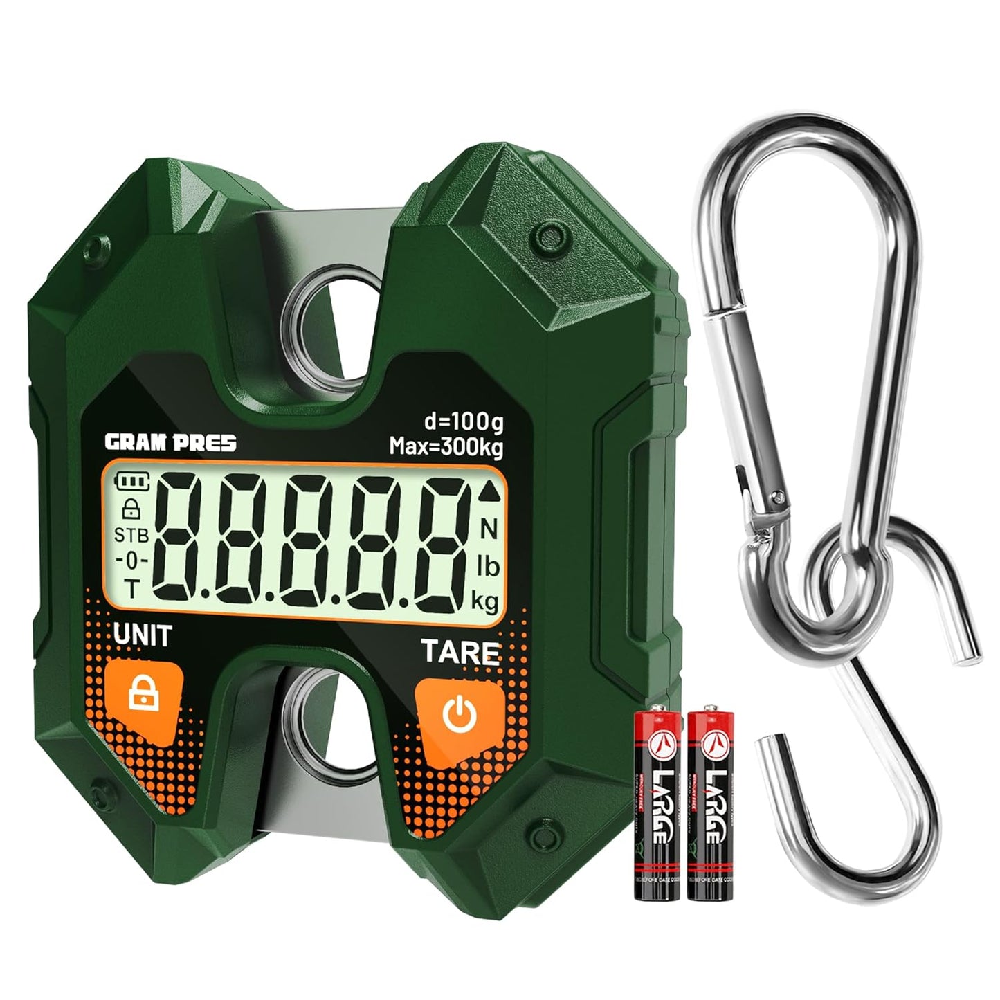 Digital Hanging Scale 660LB/300KG,Handheld Mini Crane Scale,Deer Hunting Scales,Digital Luggage Scale with Hooks for Farm，Fishing, Fish, Meat，Game,Outdoor.