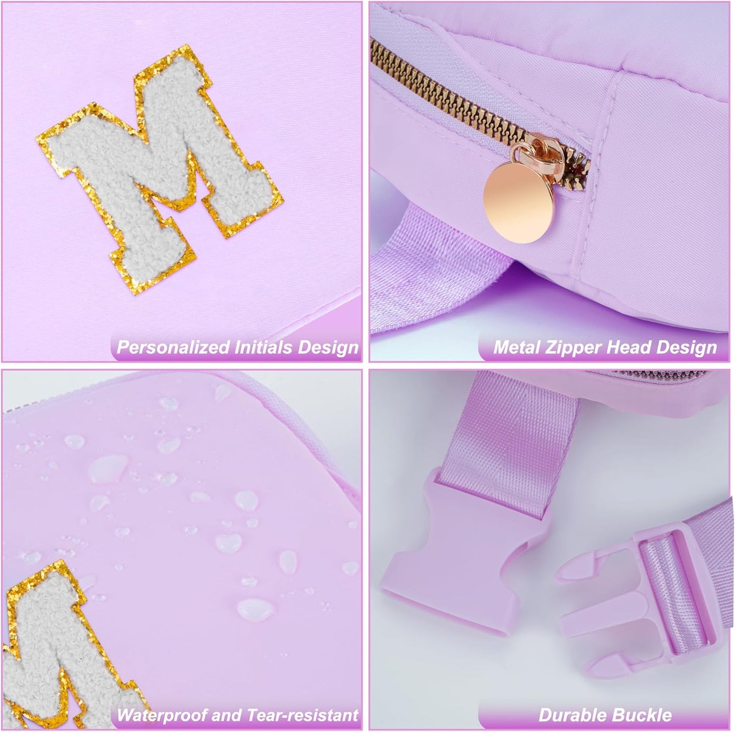 Gifts for Girls 3 4 5 6 7 8 9 10 11 12 Year Old Teens Kids Daughter Sister Her - Fanny Pack Crossbody Bag Cute Stuff for Girls Teen Trendy Belt Bags | Initial White M,Lavender Bag