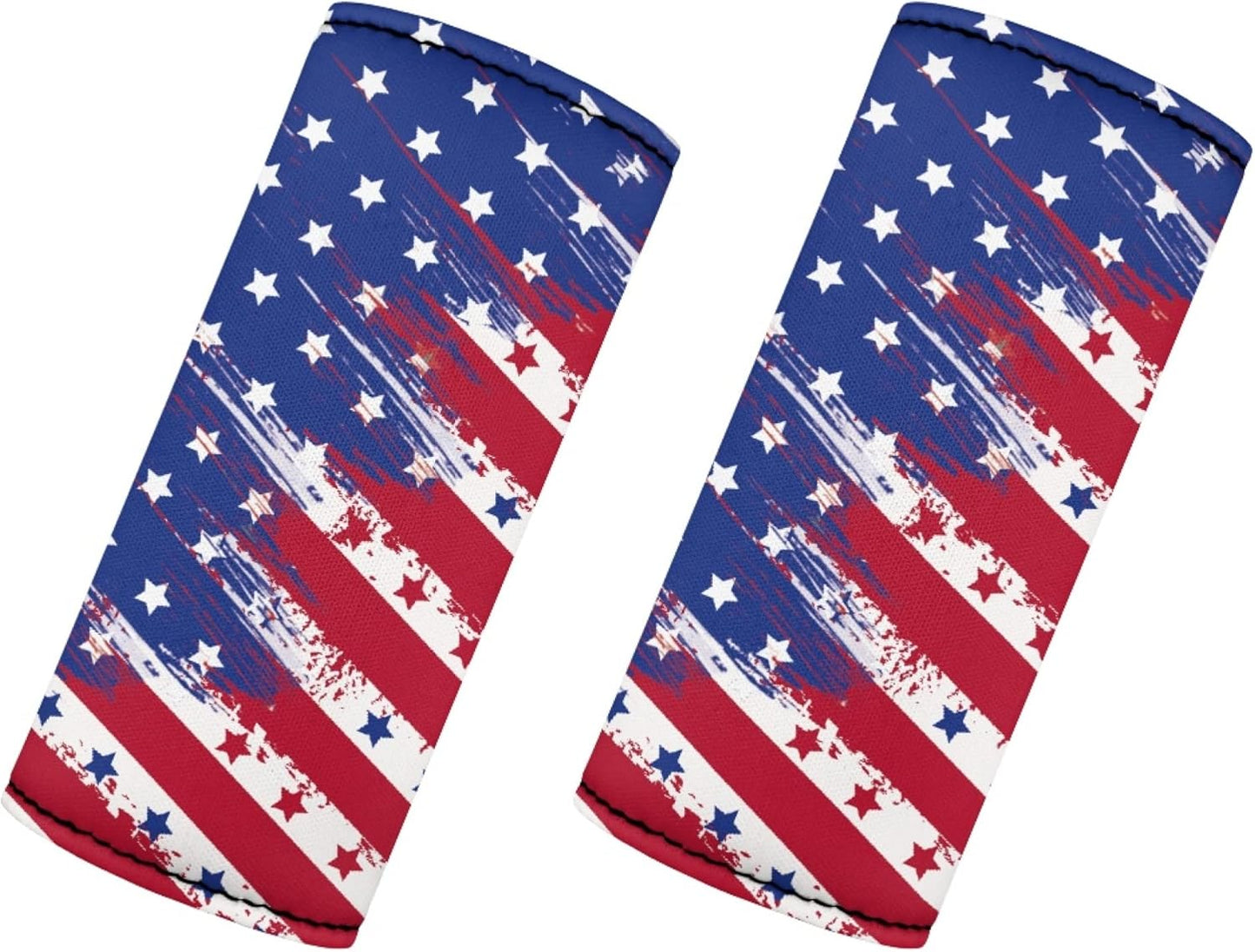 4th of July Flag Luggage Handle Wrap Grip for Suitcase,2 Pack American Stars And Stripes Luggage Grip Wraps Suitcase Identifiers,Soft Trolley Case Grip Cover