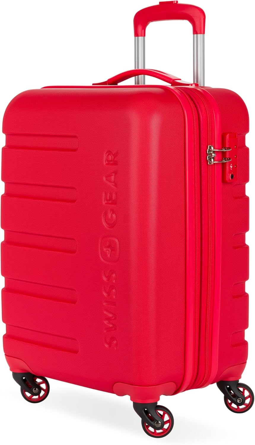 SwissGear 7366 Hardside Expandable Luggage with Spinner Wheels, Red, Carry-On 19-Inch