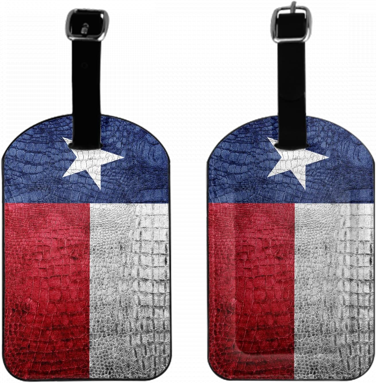 Texas Flag Luggage ID Tags State Banner White Red Gray Suitcases Bag Baggage Travel Tags Identifiers Leather Name Luggage ID Tags for Women Men, 1 Pack