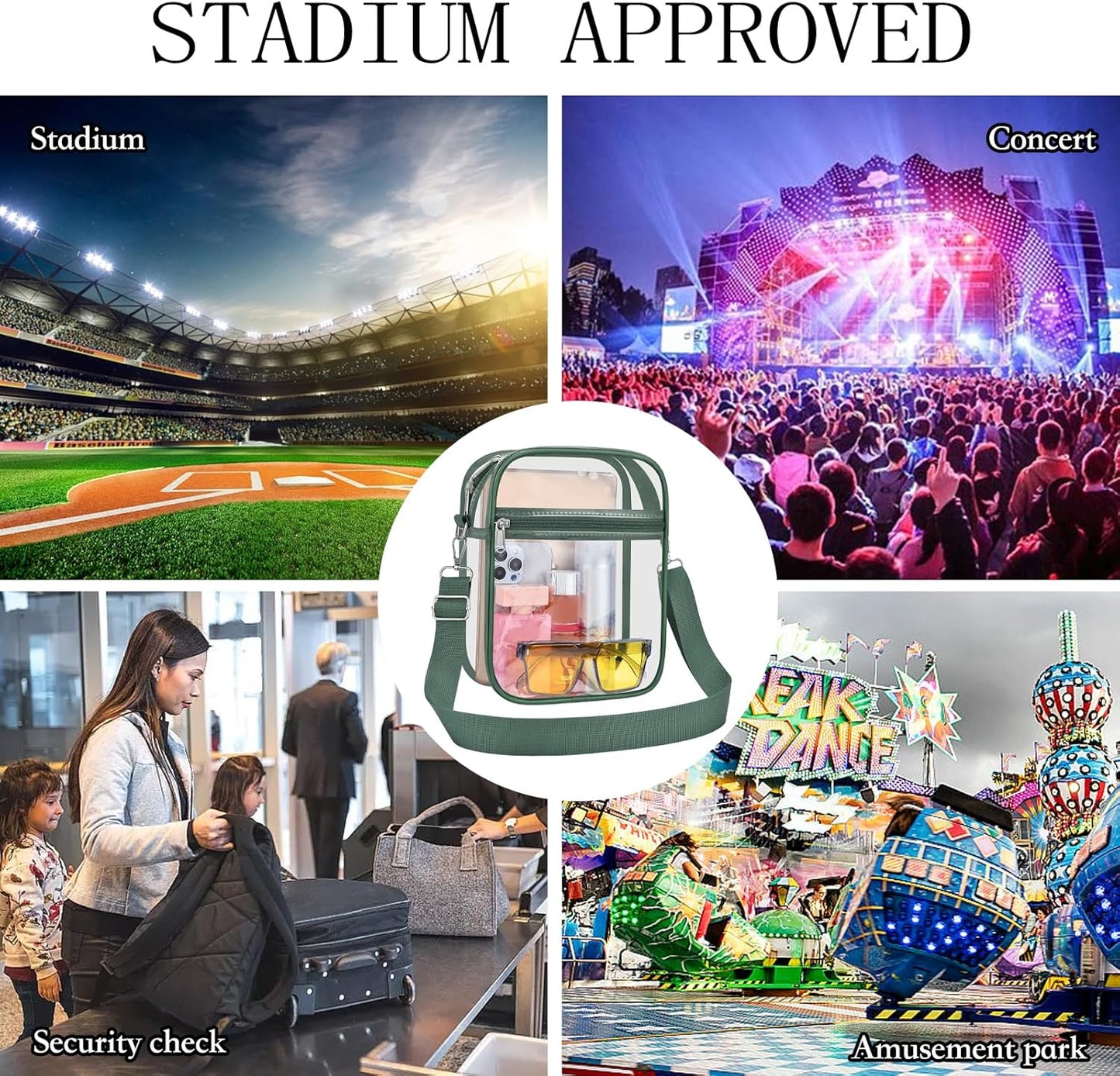 USPECLARE Clear Purse Stadium Transparent Messenger Bag Stadium Approved for Men and Women Clear CrossBody Bag