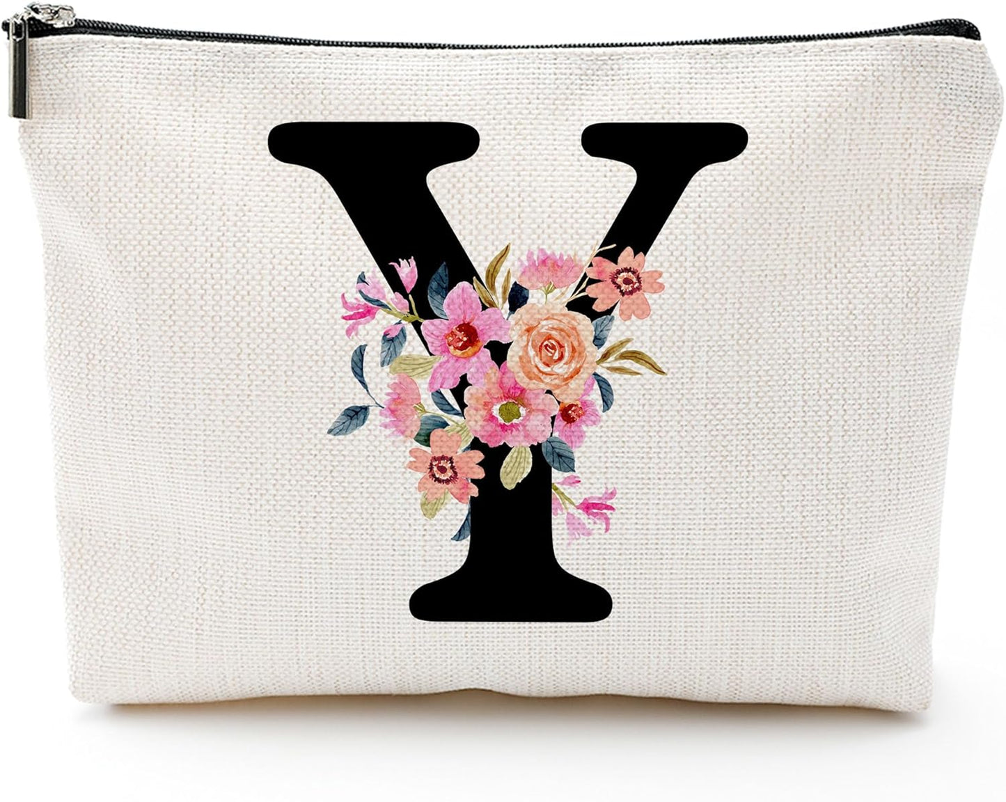 Personalized Letter Y Makeup Bag for Women, Birthday Gifts for Mom, Small Zipper Pouch for Purse, Christmas Bridesmaid Friendship Gifts for Sister Daughter, Girls Weekend Gifts for Women-A25
