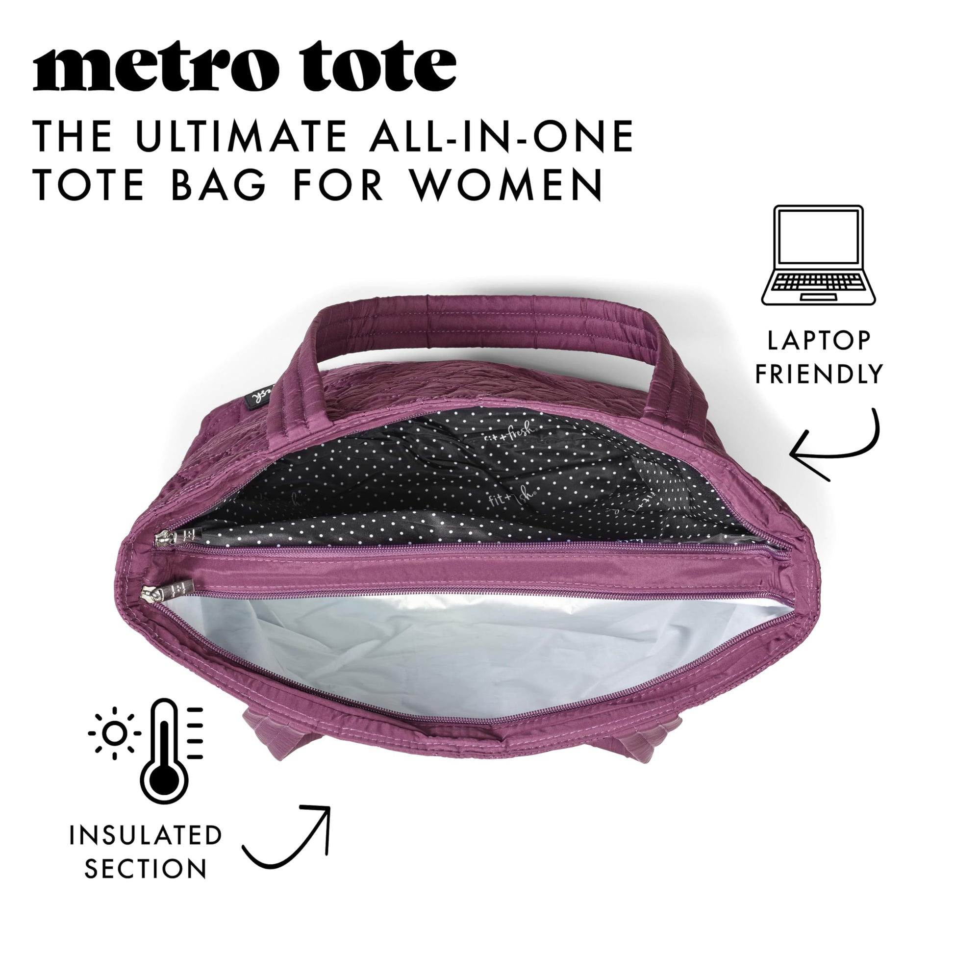 Fit & Fresh Metro 2 in 1 Work Tote Bag with Insulated Lunch Compartment