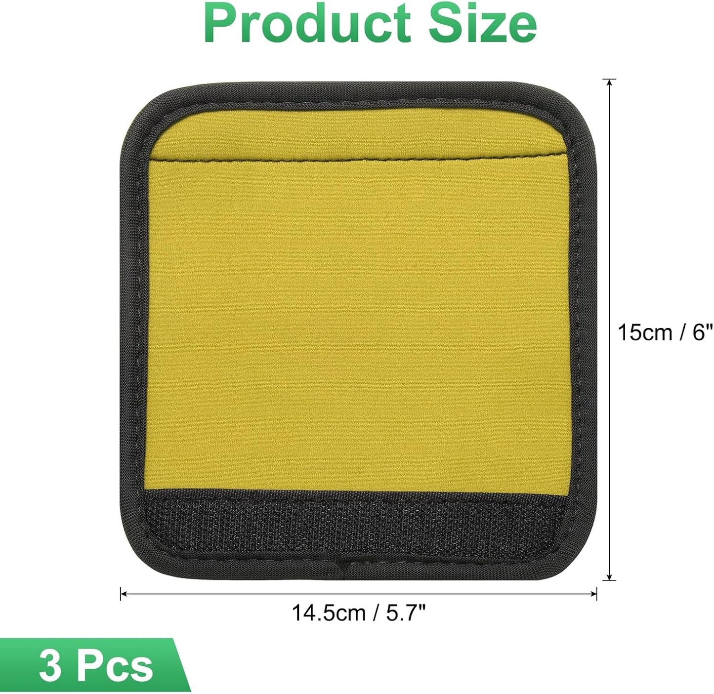 uxcell 3 Pcs Luggage Handle Wrap for Suitcase, Neoprene Handbag Grip Cover Protector Luggage Identifiers Suitcase Handle Wraps for Luggage Shopping Bag Travel Bags, Yellow