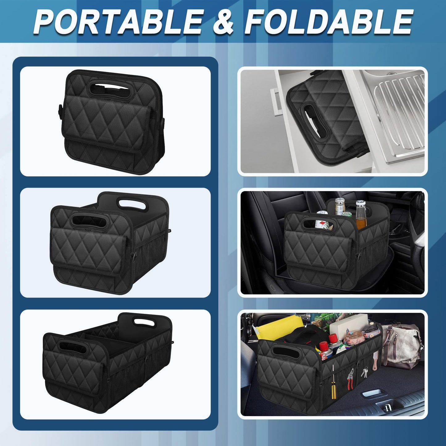 Deosk Car Trunk Organizer for SUV, Car Organizers and Storage with Reinforced Handles, Car