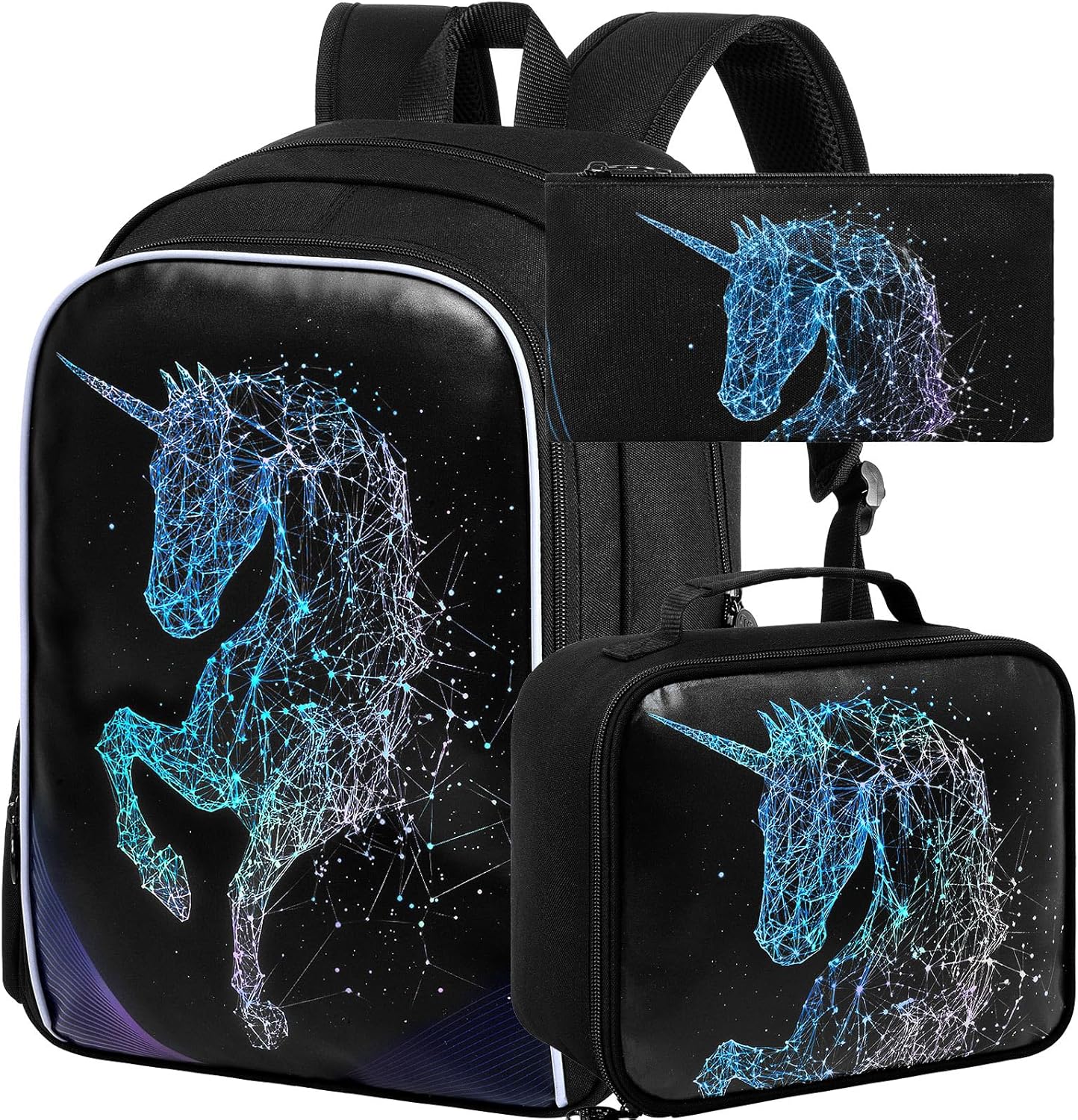3PCS Kids Backpacks for Girls, 16" Little Kid Preschool School Bookbag and Lunch Box - Unicorn/Mermaid/Flamingo