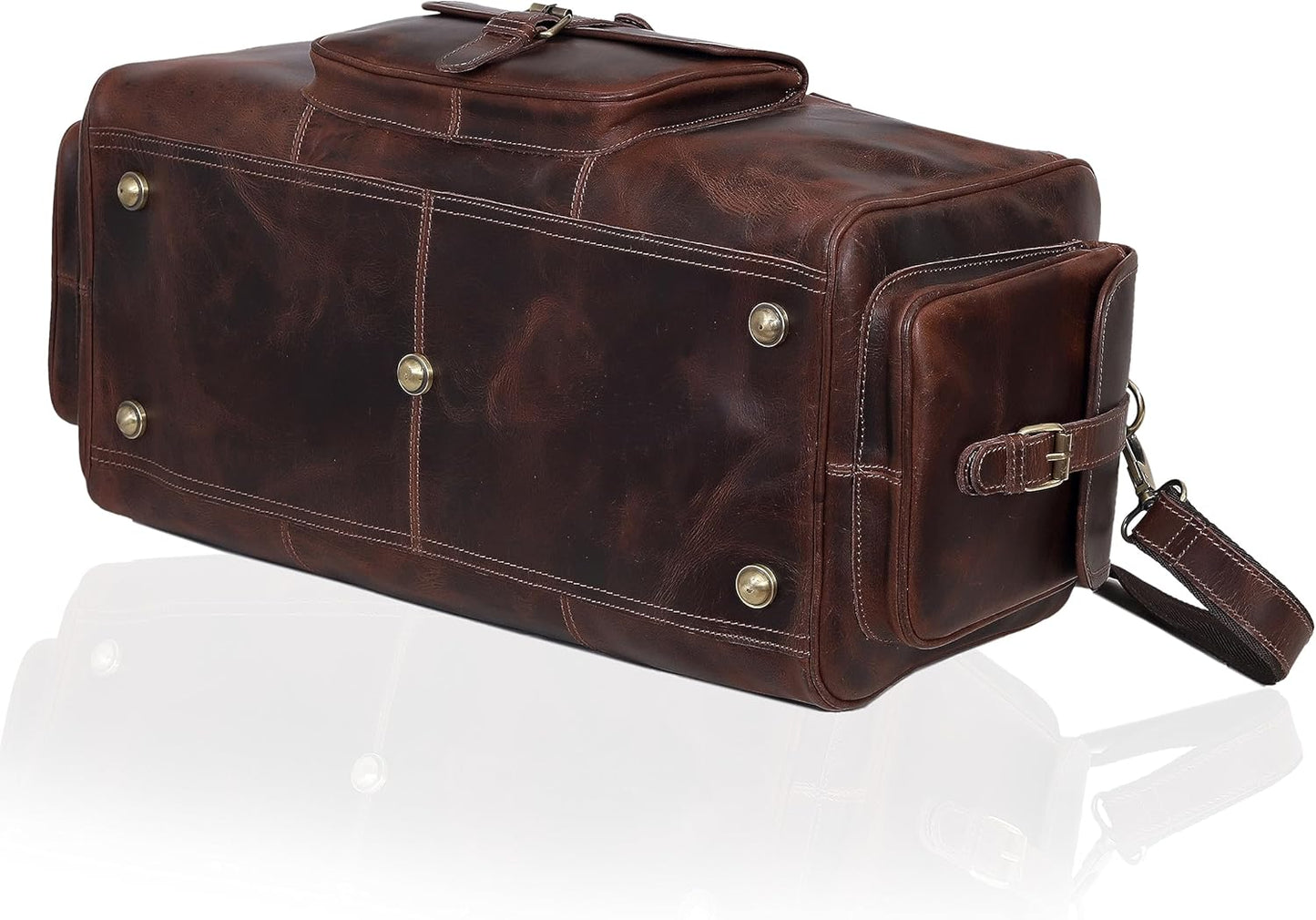 Duffle Bag For Men and Women, 28 Inch Vintage Buffalo Leather Travel Duffle Bag, Genuine Carry On Overnight Bag, Weekender Gym Bag with Shoulder Strap, Carry on Luggage Bags