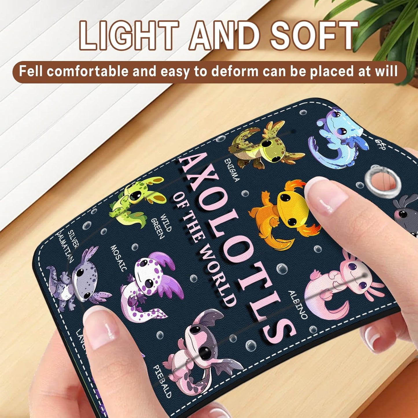 2 Pcs Axolotl Luggage Tags for Suitcase, Leather Luggage Tags Cute, Privacy Cover ID Label with Stainless Steel Loop & Address Card, Axolotl Travel Bag Tag Luggage Accessories for Suitcases