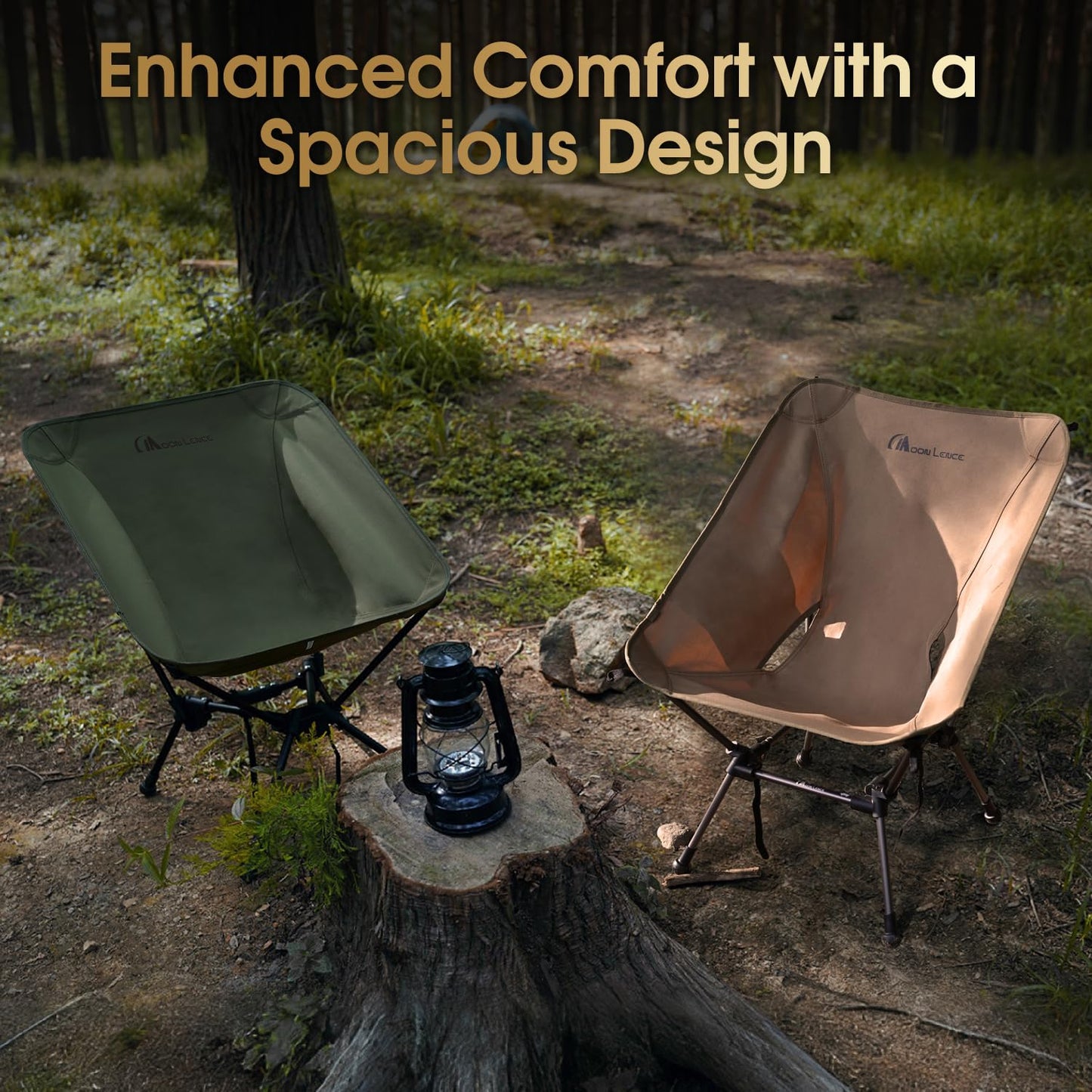 MOON LENCE Portable Camping Chair Plus, Larger & Roomier, Compact and Lightweight, Folding Chair