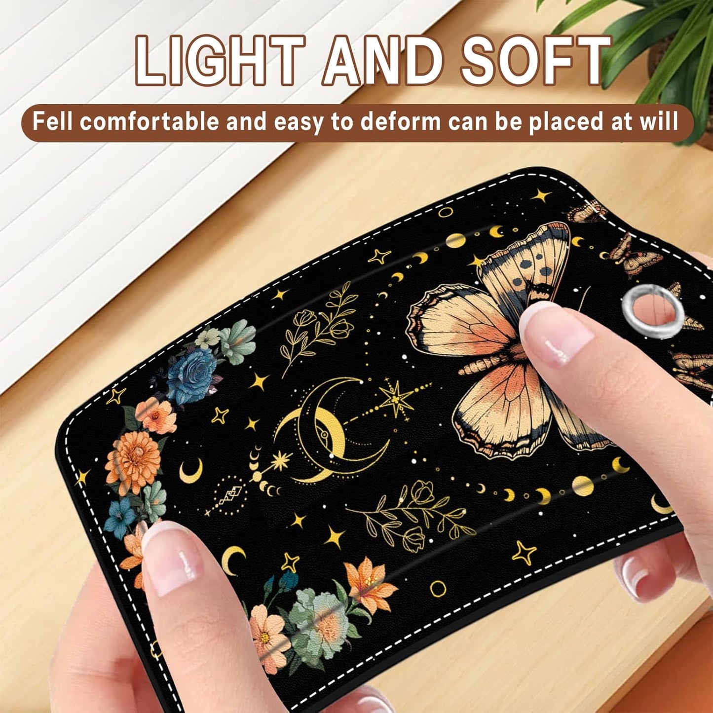 2 Pack Floral Butterfly Luggage Tags for Suitcase, Black Leather Luggage Tags, Privacy Cover ID Label with Stainless Steel Loop & Address Card, Butterfly Travel Bag Tag Travel Accessories for Suitcase