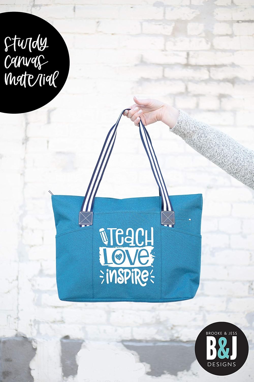Brooke & Jess Designs Teacher Tote Bag for Work - Teacher Handbag Gifts for Women, Teacher Bag Best Teacher Appreciation Gift