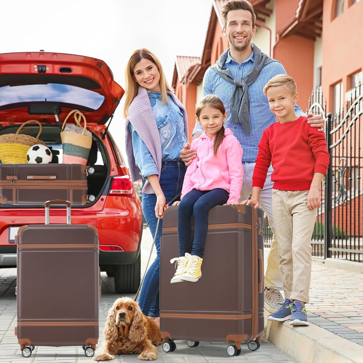 Merax Luggage Set 2 Piece Suitcase Set with Cosmetic Case Expandable Spinner Wheels Vintage Luggage