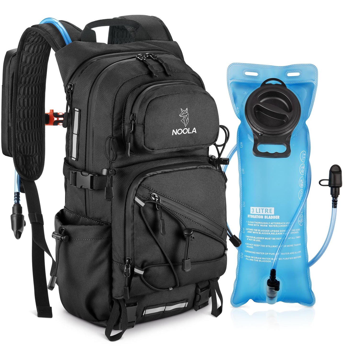 NOOLA Hydration Hiking Backpack with 3L Water Bladder - 22L Water Backpack for Cycling, Running