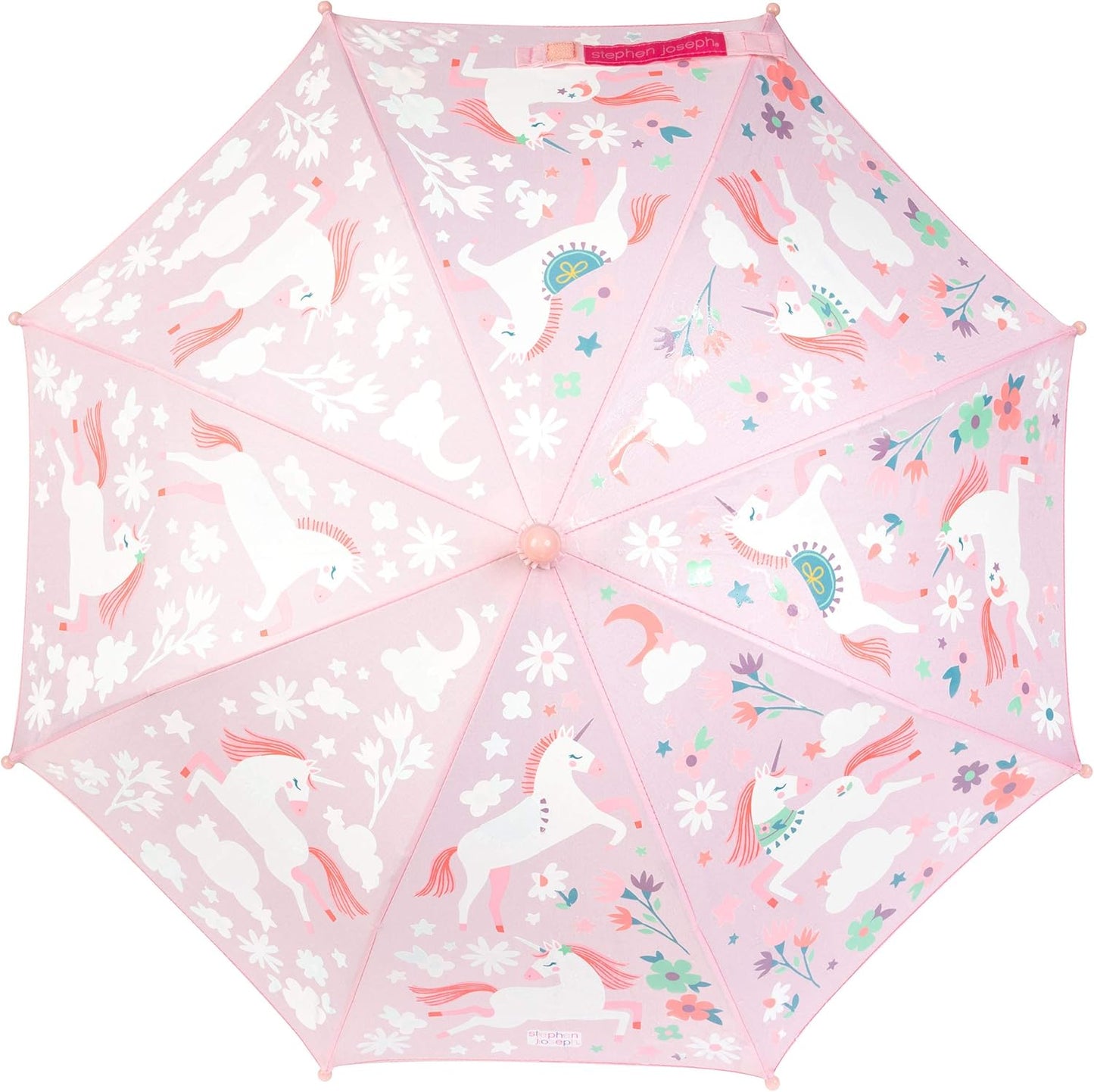 Stephen Joseph Kids' Color Changing Wet Dry Umbrella, Water reacting, Pinch Free Umbrellas for Rain Children's Umbrella, BUTTERFLY, 23"X29