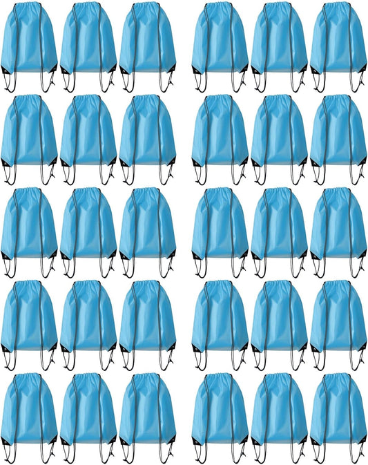 Drawstring Backpack Bulk 30Pcs Draw String Backpack Bags DIY Gym Sports Traveling Yoga Cinch Bag Sackpack Drawstring (sky blue)