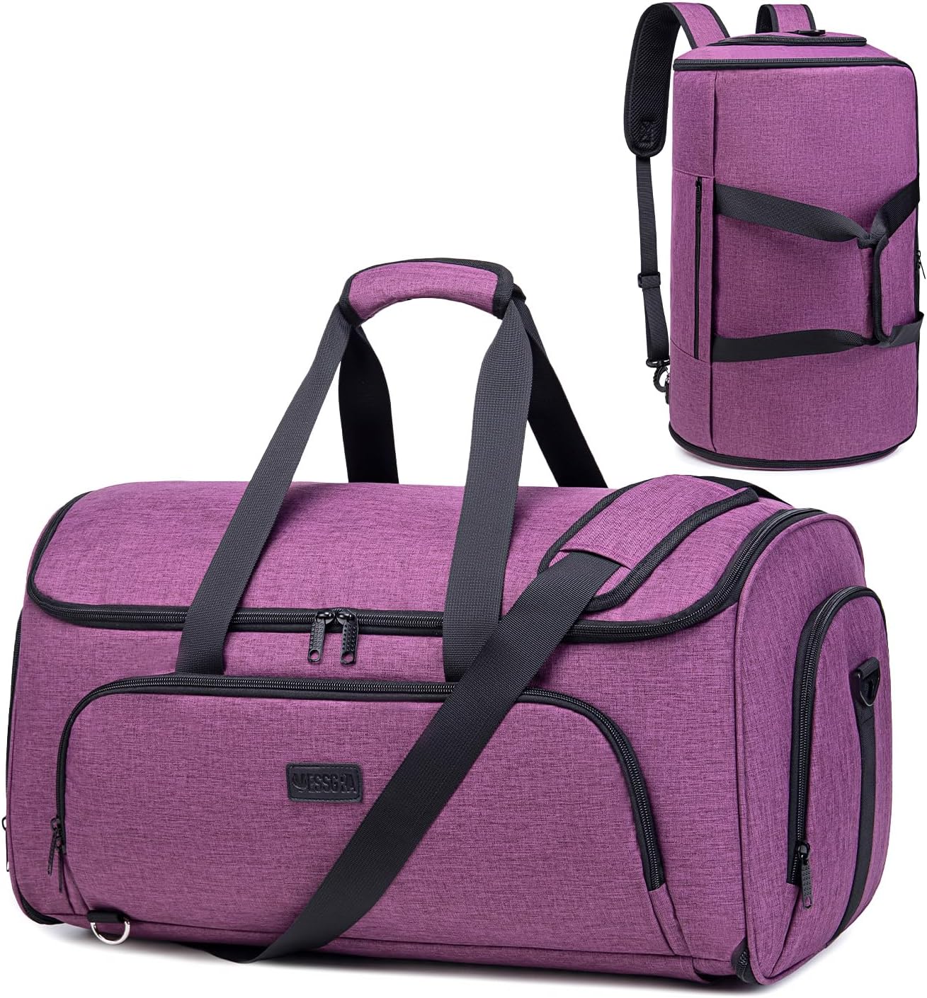 Convertible Garment Bag with Shoulder Strap, 58L capacity Garment Duffle Bags for Travel 4 in 1 Foldable Carry on Garment Bags Suit Bag with Shoes Compartment Garment Bag for Men Women,Purple
