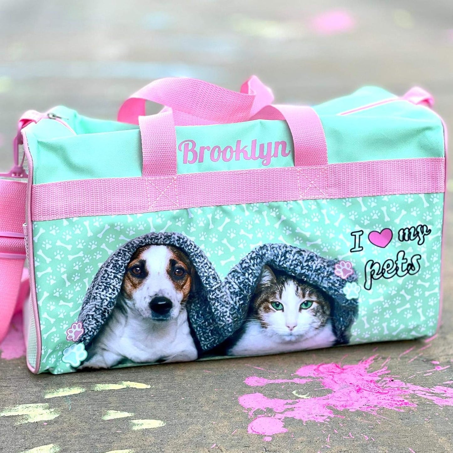 Personalized Kids 18 Inch Duffel Bag for Sports, Travel and Sleepover - Pets