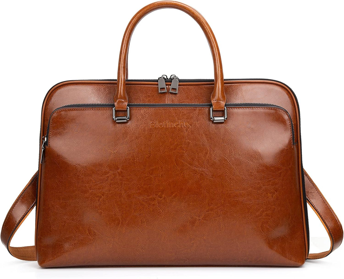 Blofinche Laptop Messenger shoulder bag: Genuine Leather work Briefcase 13.3 15.6 inch designer handbag