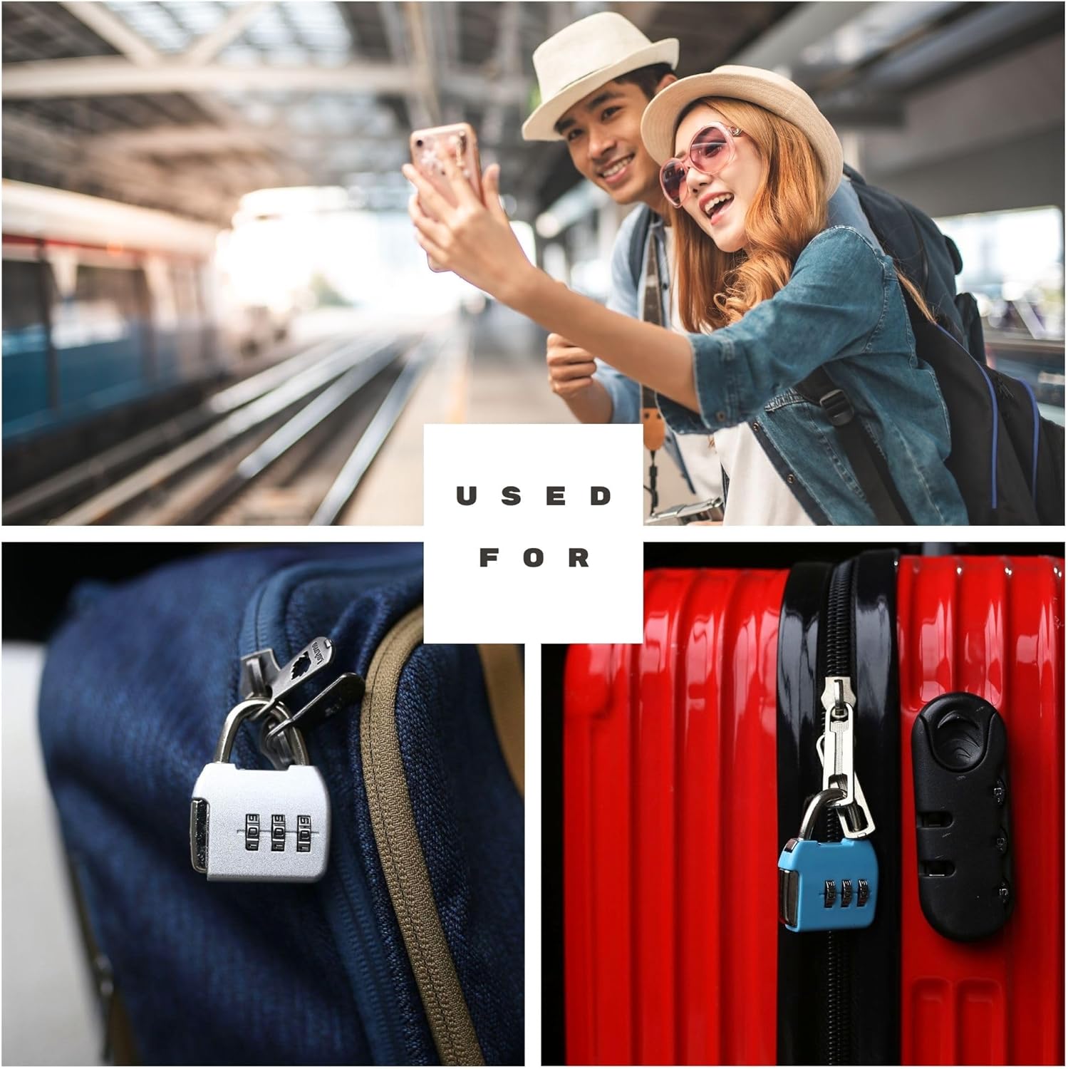 Small Combination Lock, 3 Digit Combo Luggage Locks, Travel Lock with Code, Small Padlocks for