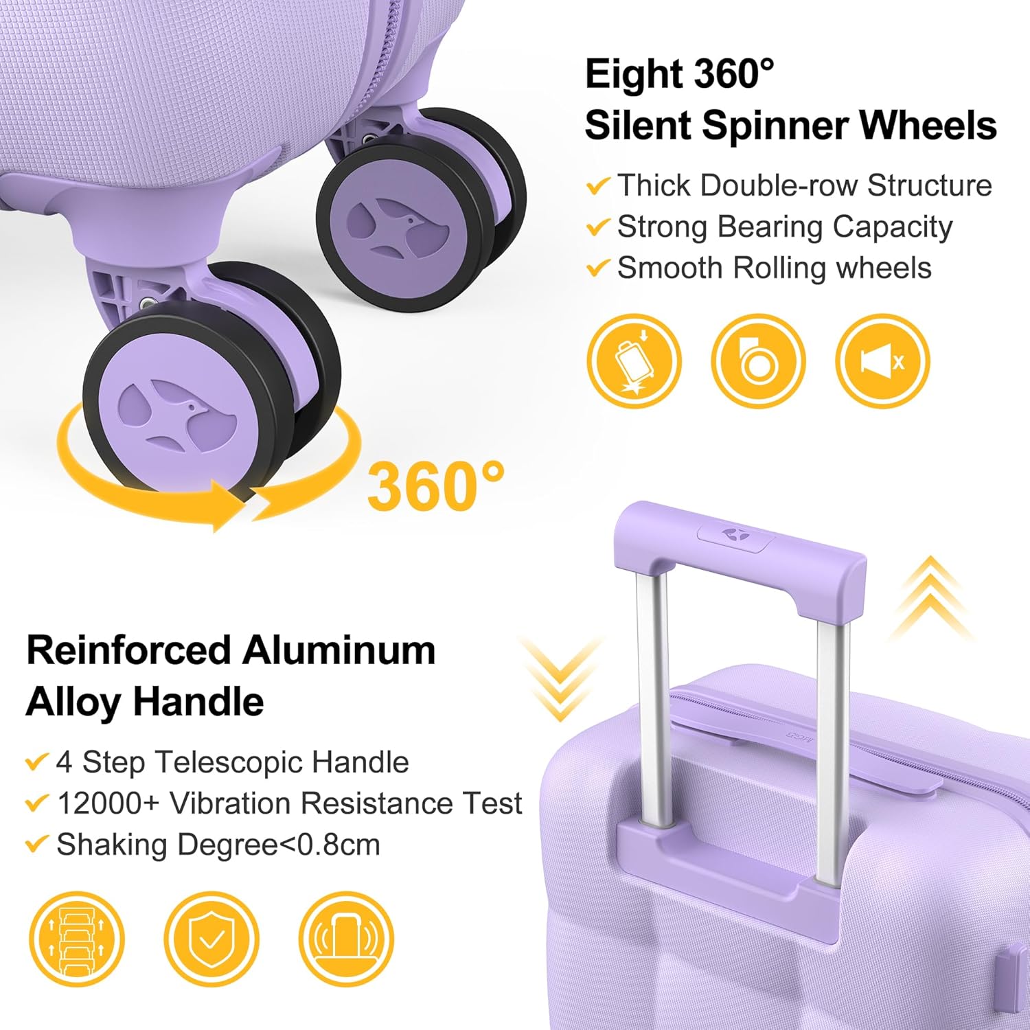 MGB Hardside Carry On Luggage with Spinner Wheels & Built-in TSA Lock, Durable Suitcase Rolling