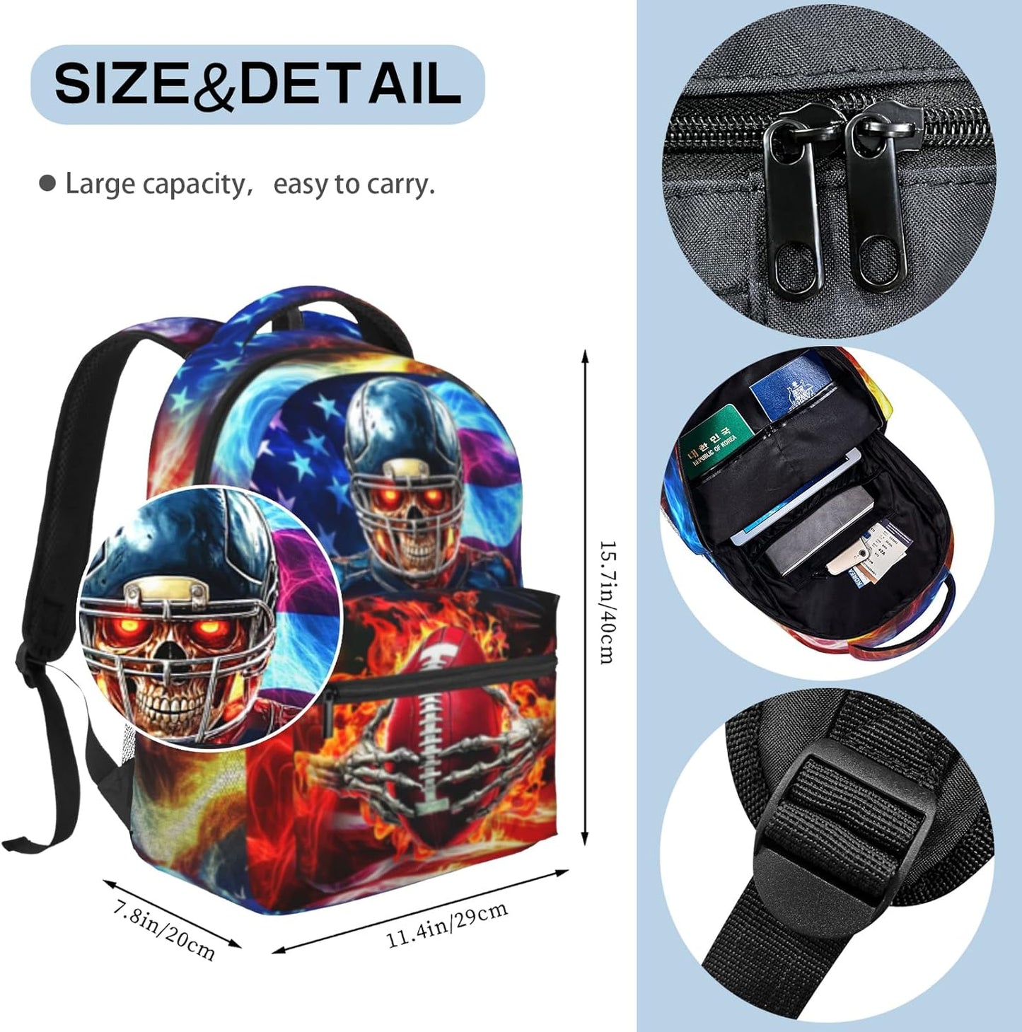 School Backpack for Boys American Football Boys Backpack for Kids Children Elementary Middle School Sport Bookbag Travel Back Pack for Ages 6-18