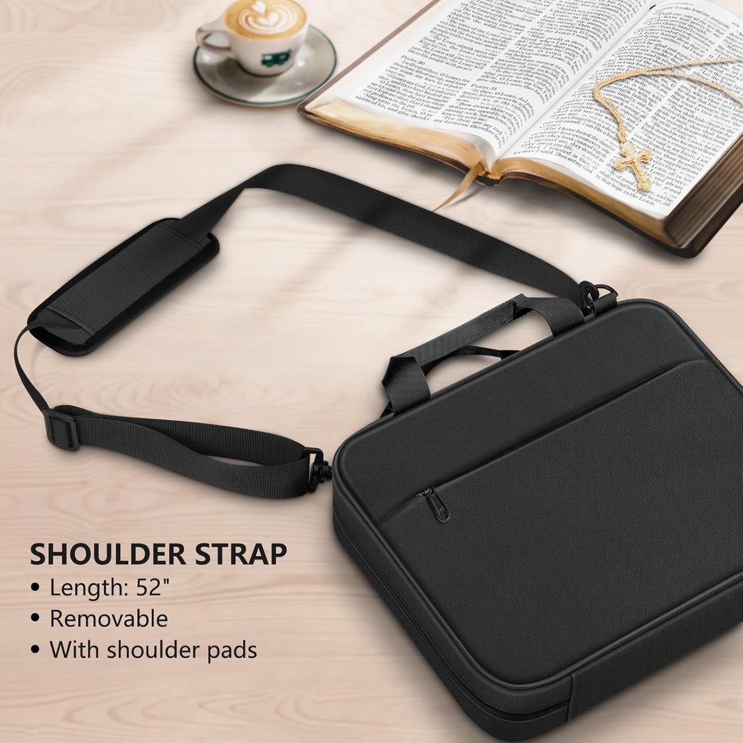 FINPAC Large Bible Cover, Carrying Book Case Church Bag Bible Protective with Zippered Pocket and Handle, Gift for Men Women