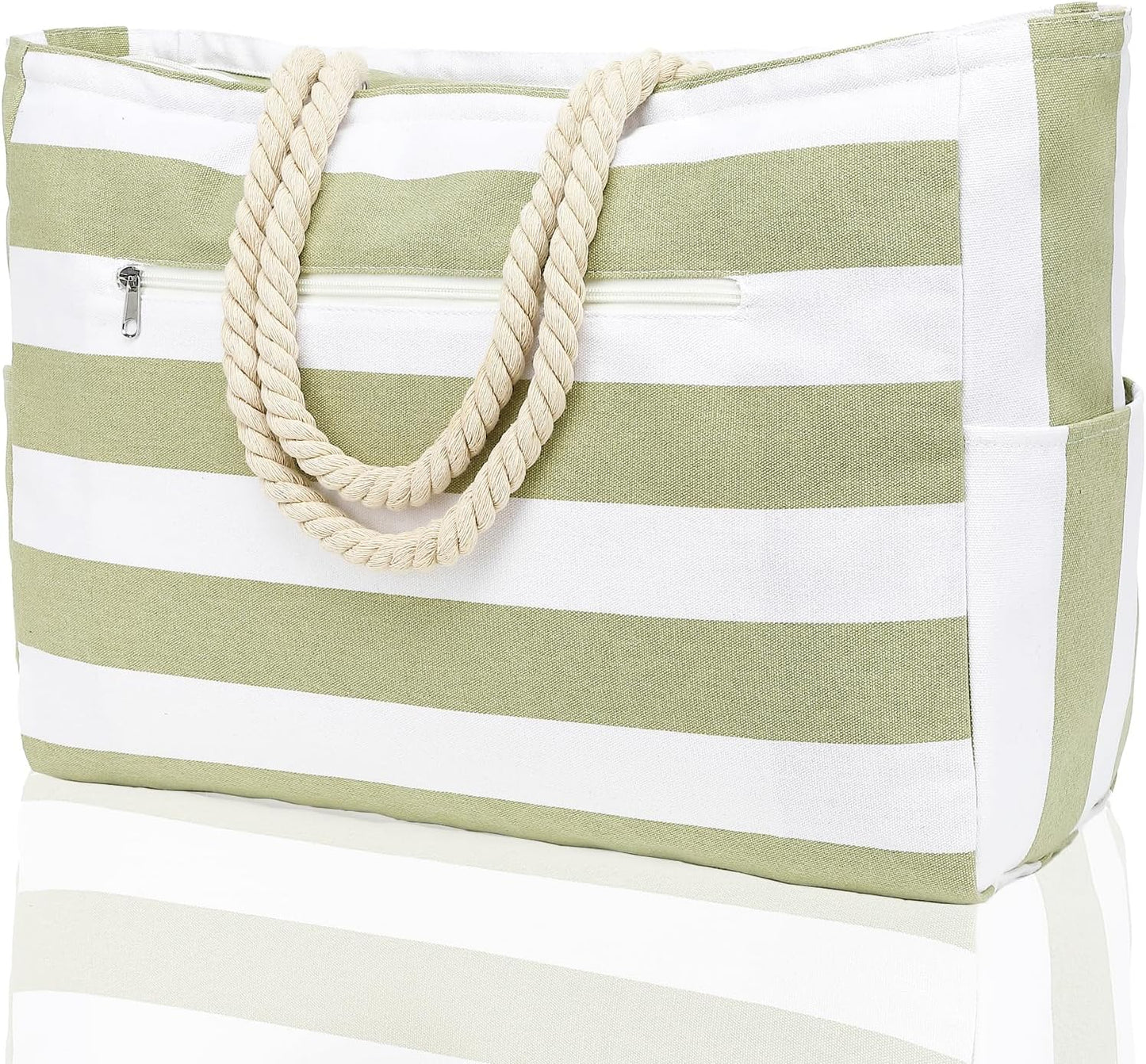 Large Beach Bag for Women, Waterproof Travel Tote Bag with Lunch/Wet Pocket for Weekender, Sandproof, Zipper Closure