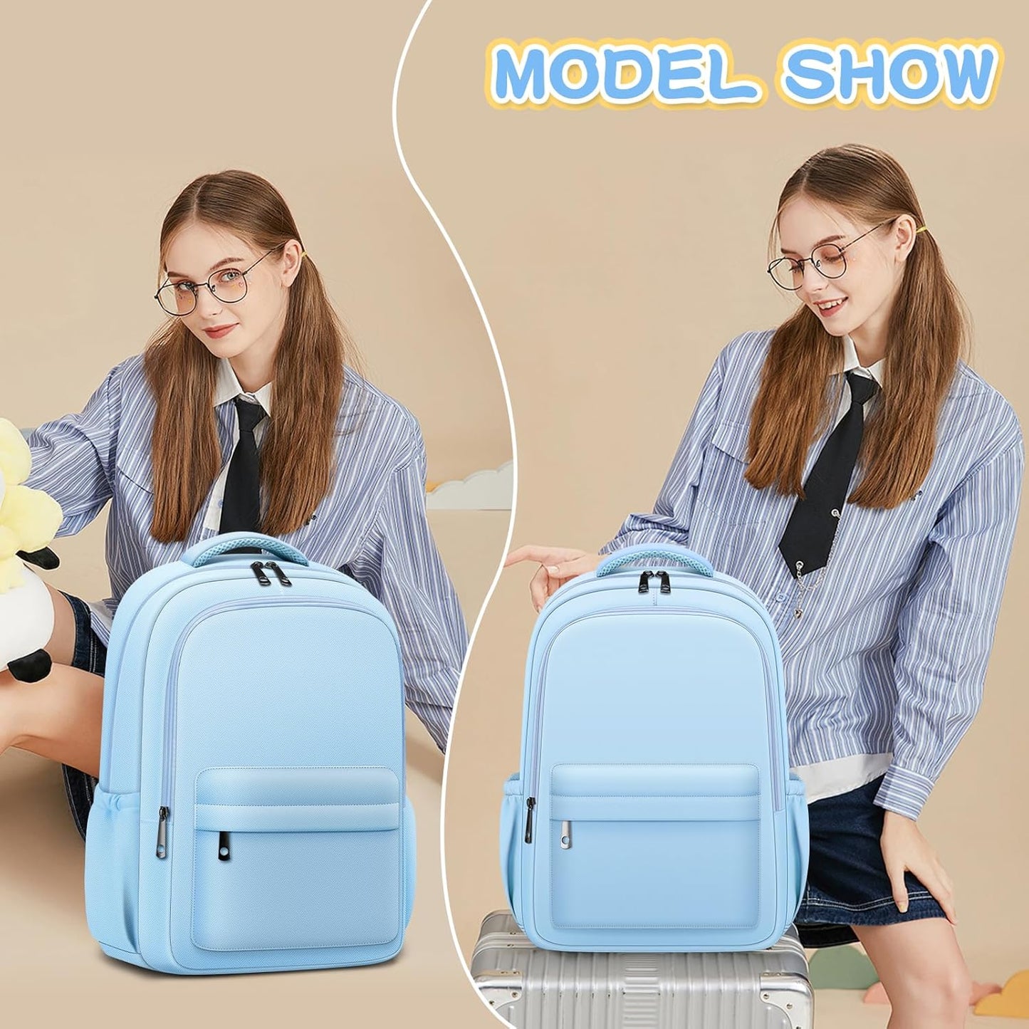 Aesthetic Cute Backpack for School Kids Bookbags Student Backpacks for Teen Girls Preppy Casual Middle School Bag