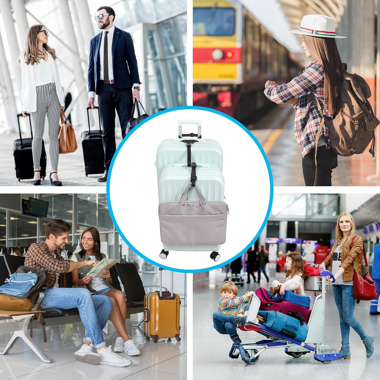 Vigorport Luggage Straps, Metal Luggage Connector Straps for Suitcases Add A Bag and Connect Your 2 Suitcases Together Adjustable Attachment Accessories Belts (0.75" Width Small Size)