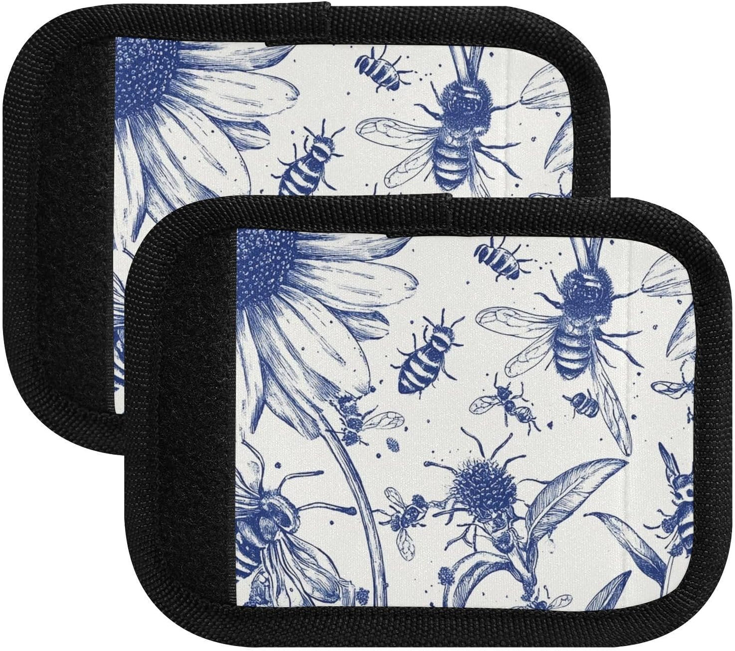 Ink Bees Daisy 4 Pack Luggage Handle Wraps Covers for Suitcase Identifiers Bag Tags Travel Accessories