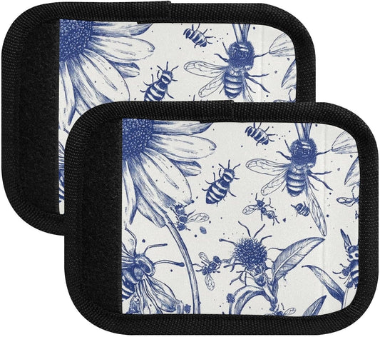 Ink Bees Daisy 4 Pack Luggage Handle Wraps Covers for Suitcase Identifiers Bag Tags Travel Accessories