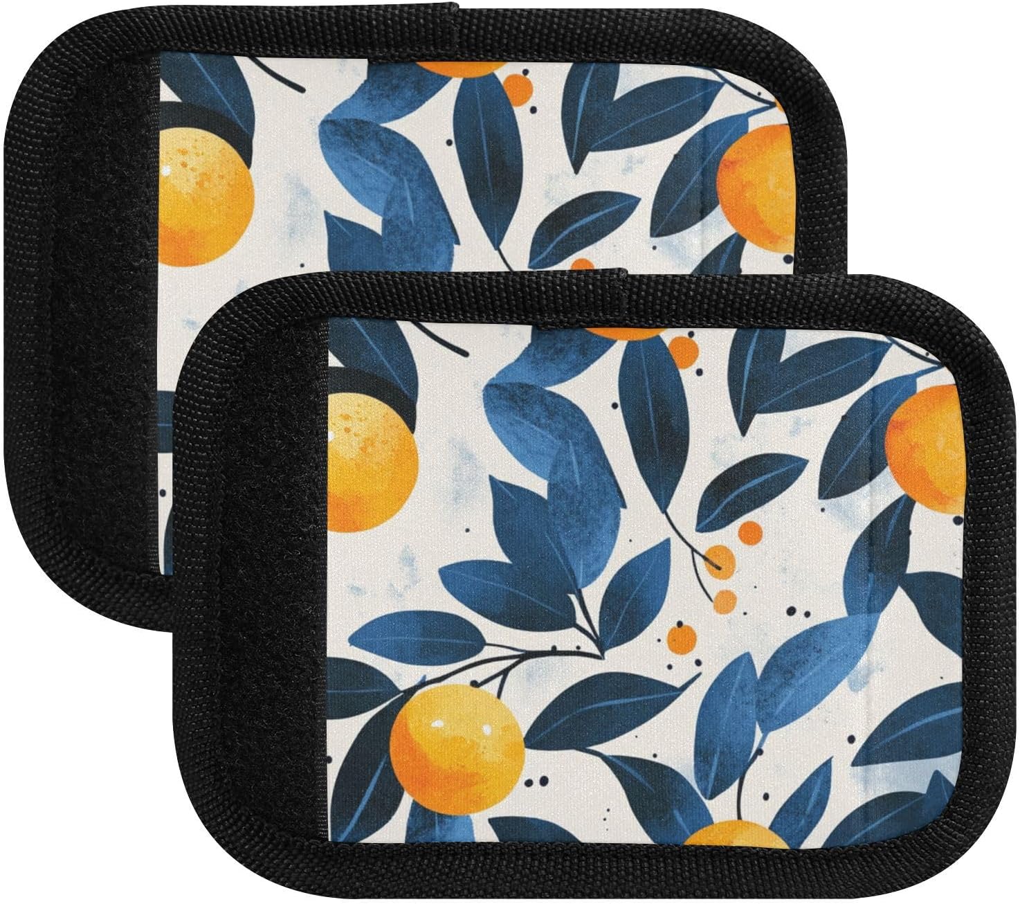 Orange Ink Blue Leaf 4 Pack Luggage Handle Wraps Covers for Suitcase Identifiers Bag Tags Travel