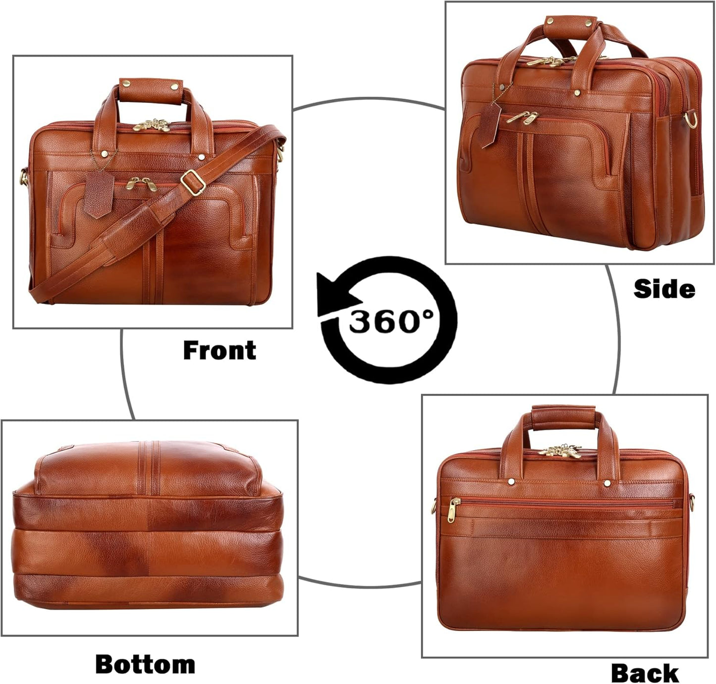 Full Grain Leather 16 Inch Briefcases Laptop Shoulder Bags for Men and Women Business Work Bag Leather Satchel Bag