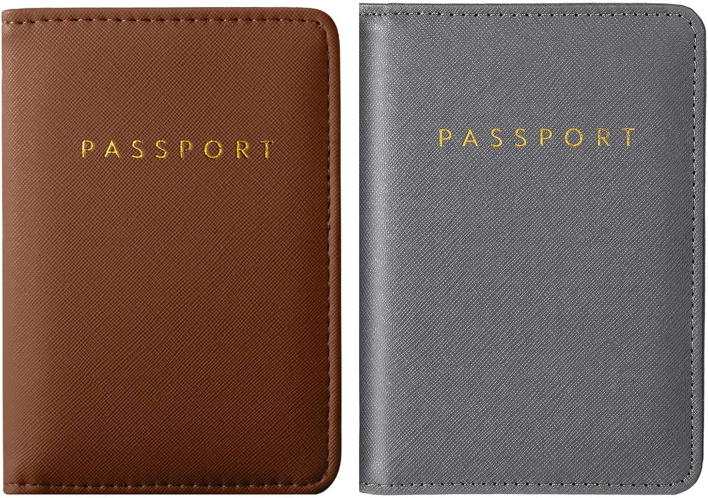 Frienda 2 Pieces Bridal Passport Covers Holder Waterproof Leather Holder Covers Travel Wallet Passport Case for Women and Men