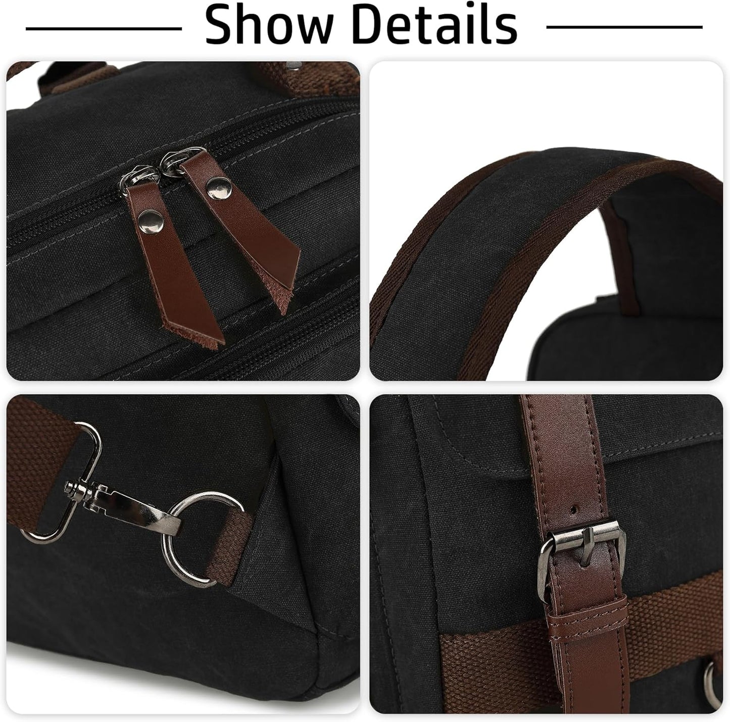 Vintage Messenger Bag, Canvas Backpack for Travel, Men's Shoulder Bag, Dual-use Bag for Hand Carry and Crossbody Carry