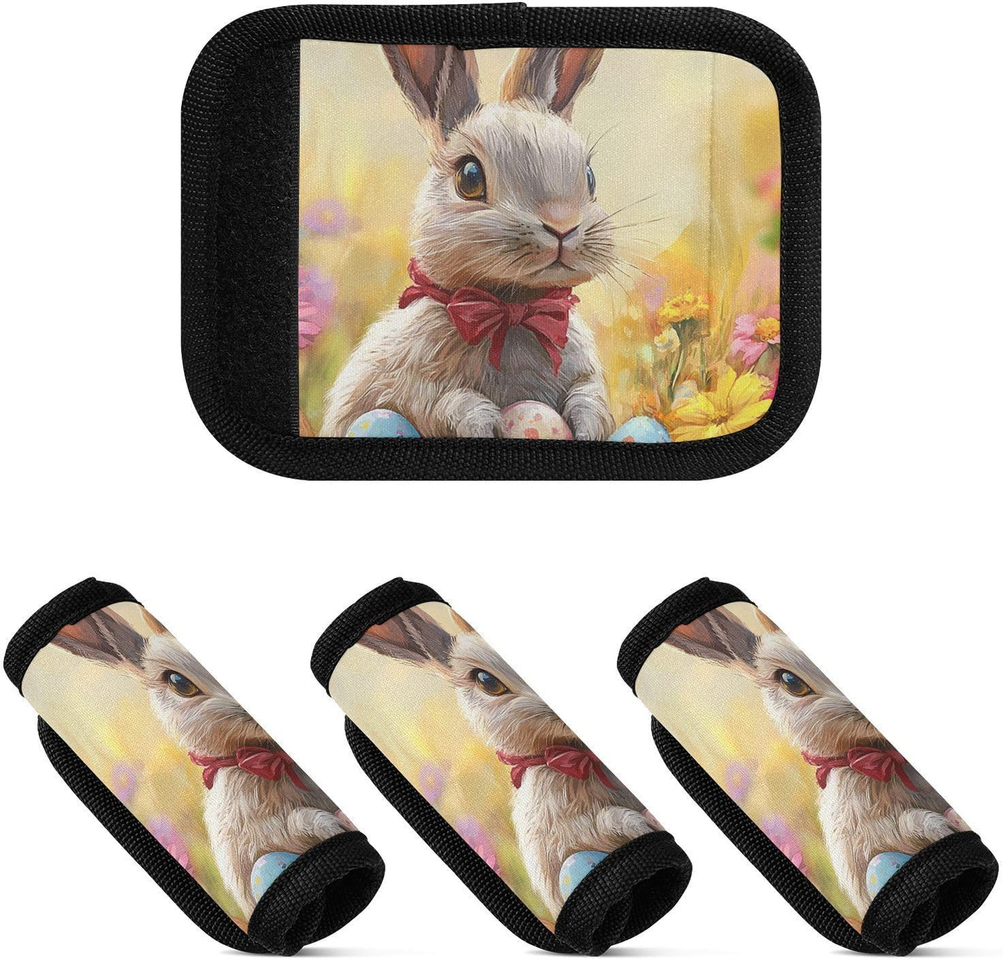 Easter Bunny Easter Egg 2 Pack Luggage Handle Wraps Covers for Suitcase Identifiers Bag Tags Travel Accessories